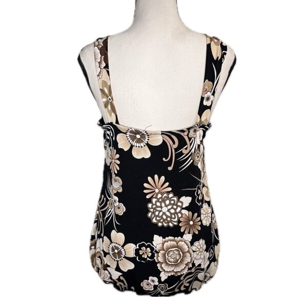 BCX Vintage Y2K Floral Print Babydoll Top Size Large Boho Going Out Top - Picture 2 of 7